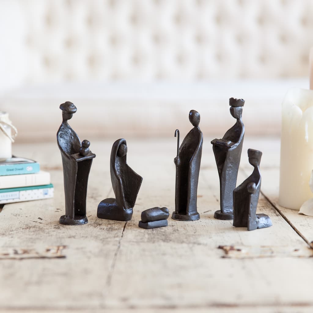 6 pc. Iron Nativity Set, Family & Kings - Easter or Christmas Gift