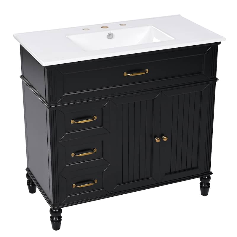 Christopher Knight Home Yvenith 36" Bathroom Vanity with Ceramic Sink - 36.00" Lx 18.5" W x 34.4" H