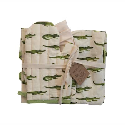 Cotton Child Apron with Alligators - 18.0"L x 20.0"W x 24.0"H
