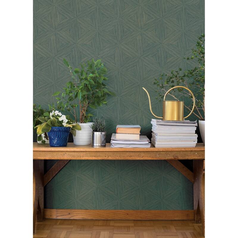 A-Street Prints Anara Teal Geo Faux Grasscloth Wallpaper
