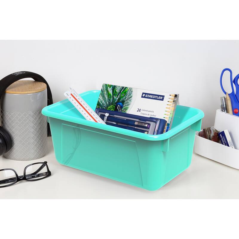 Storex Small Cubby Bin, Teal, Pack of 5