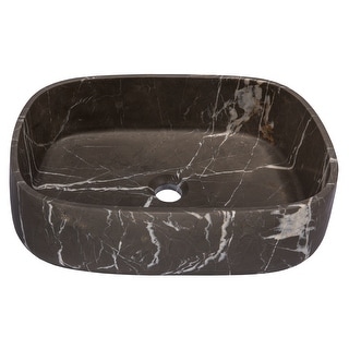 Rounded Rectangular Vessel Sink in Pietra Grey Marble - Bed Bath ...