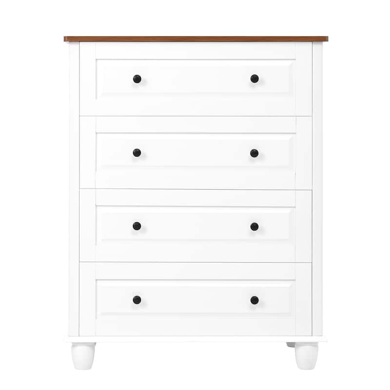 Anmytek Modern 4-Drawer Wood Dresser - Tall Storage Cabinet for Living Room, Entryway, Hallway