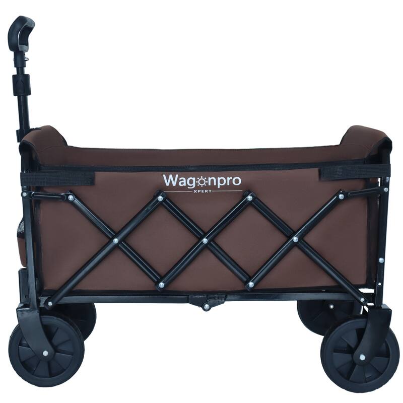 Expandable Dual-Layer Utility Wagon - 225lb Capacity with 100% Extra Space, Brown