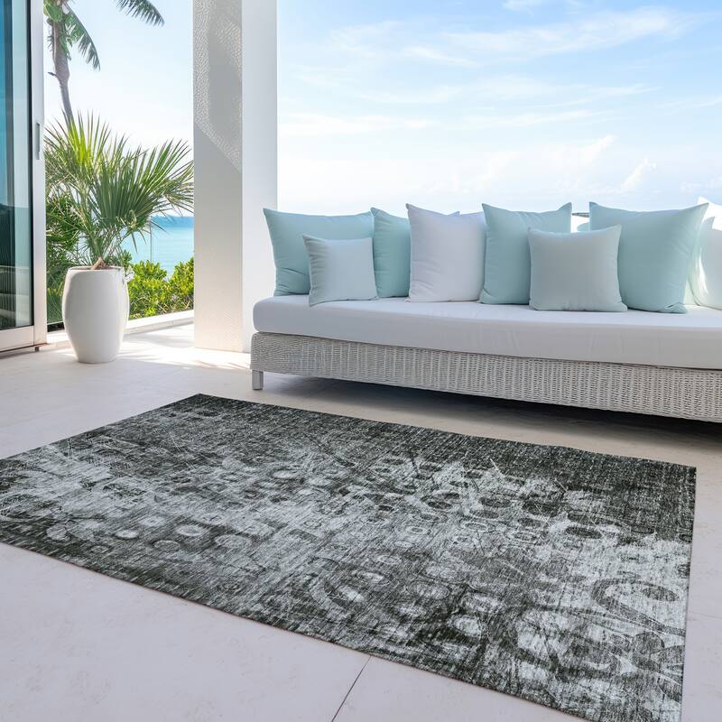 Machine Washable Indoor/ Outdoor Chantille Abstract Modern Rug