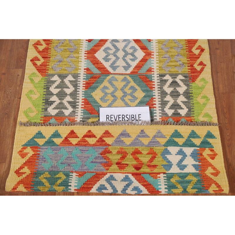 Multicolor Kilim Oriental Area Rug Hand-Woven Wool Carpet - 3'3"x 5'1"