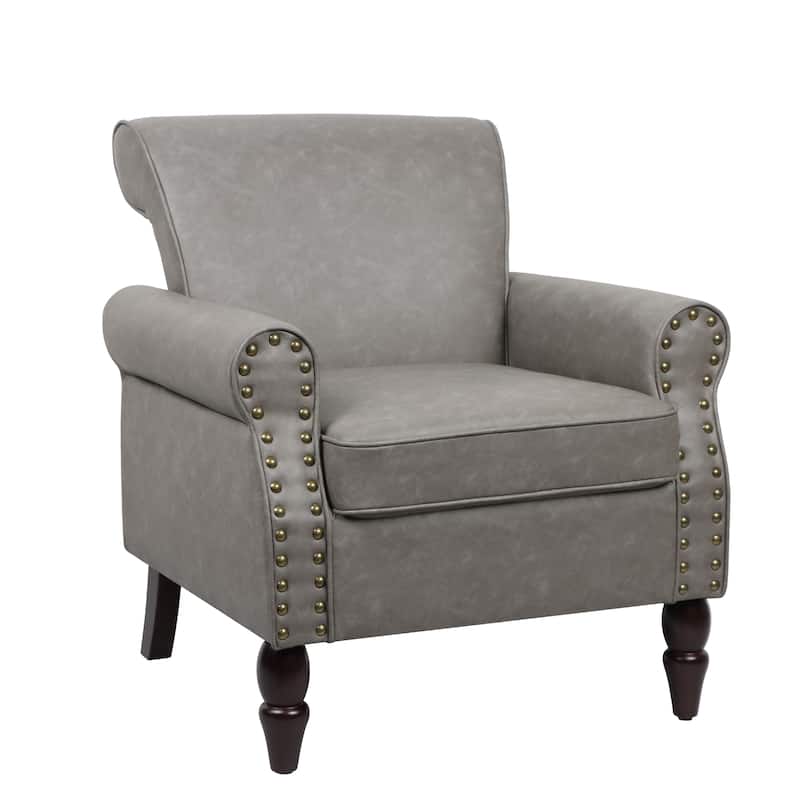 Mid-Century Modern Accent Chairs with Nailhead Trim