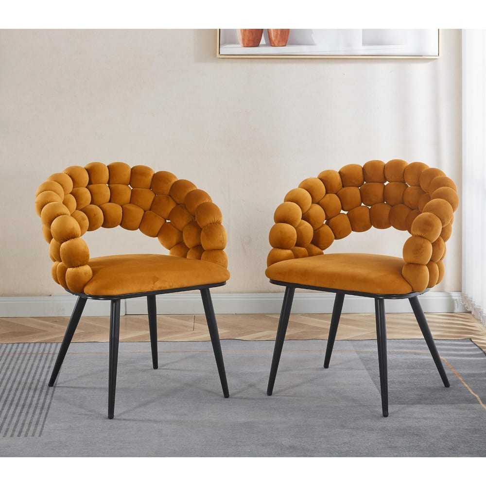 Modern Chair Set (2) - Iron Legs with Soft Cushions and Relaxing Backrest