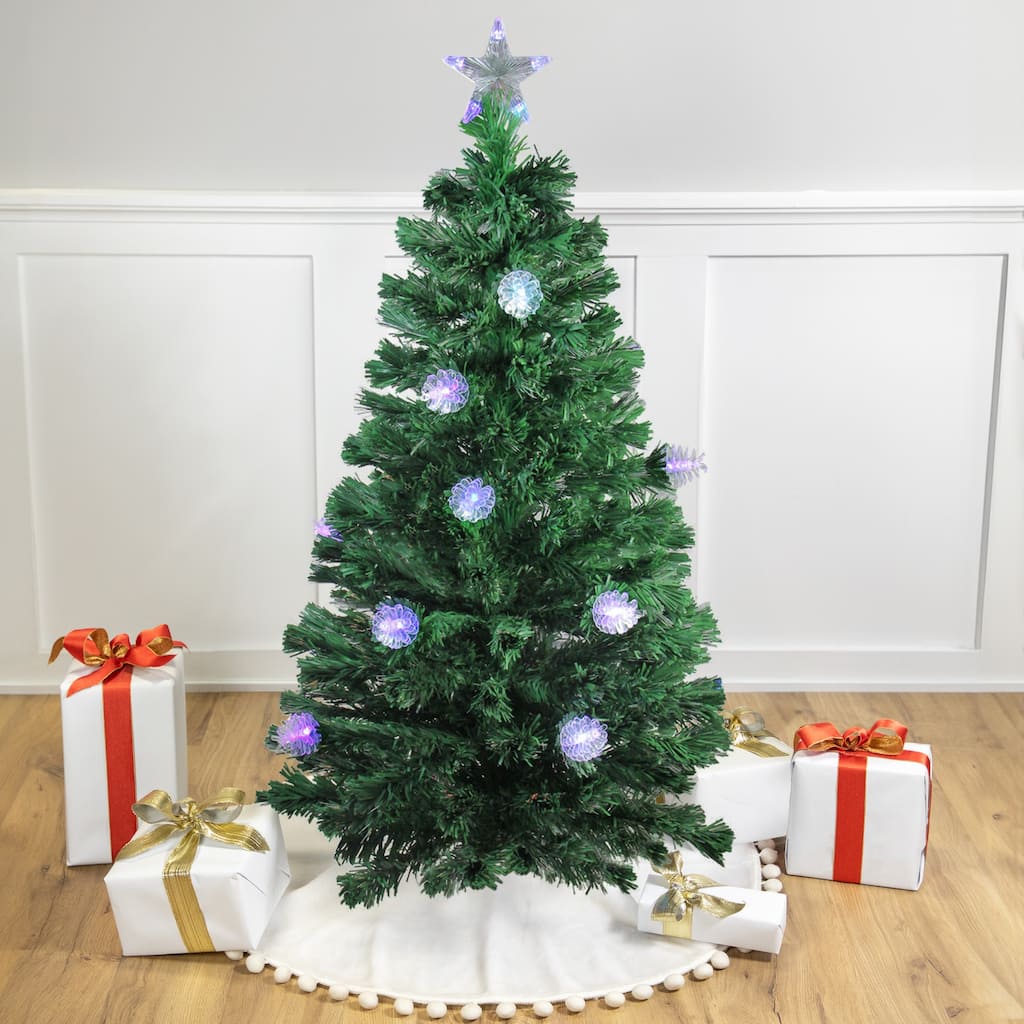 4' Medium Pine Cone Artificial Christmas Tree Multicolor LED - 4 Foot