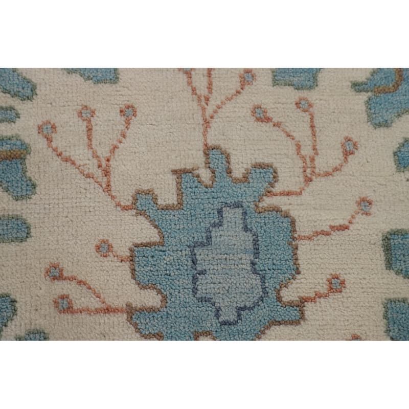 Light Blue Oushak Oriental Large Area Rug Handmade Wool Carpet - 12'0"x 14'11"