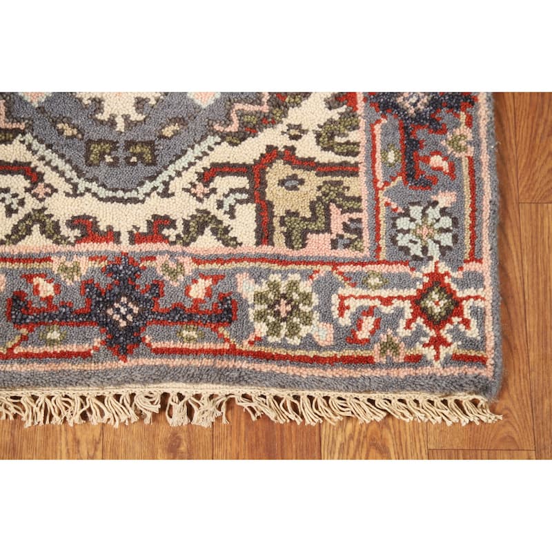 Hand Knotted Oriental 100% Wool Carpet Traditional Medallion Greys & Charcoal Heriz (serapi) Area Rug - 3' 0'' X 2' 0''