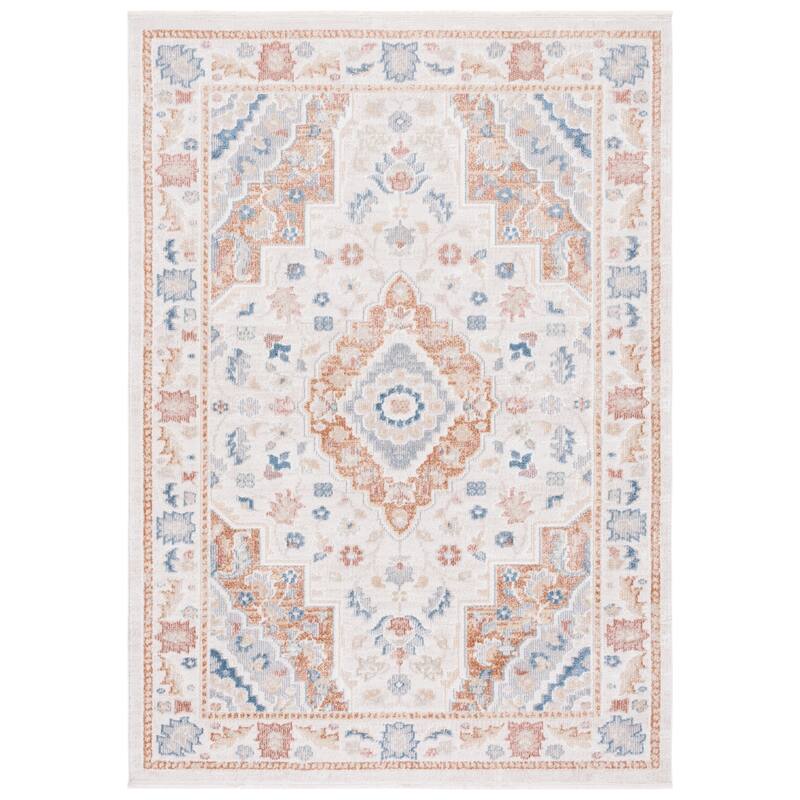 SAFAVIEH Blair Machine Washable Colombina Slip Resistant Oriental Rug - 6'7" Square - Beige/Rust
