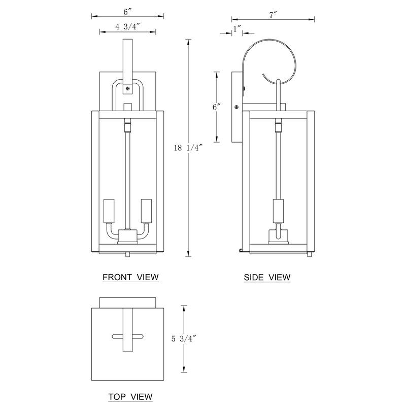 C Cattleya 1 Pack 2-Light 18.25-in Matte Black Outdoor Wall Light with Close Bottom