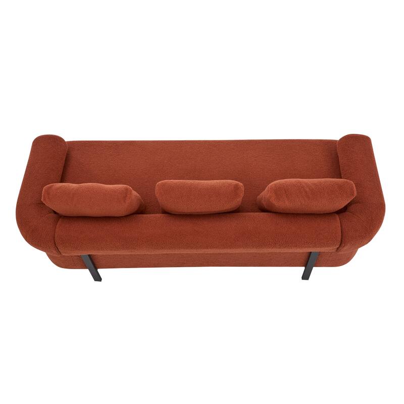 Modern 3-Seater Upholstered Chaise Lounge Sofa, Recliner Sofa Loveseat Couch Accent Sofa with 3 Plush Pillows