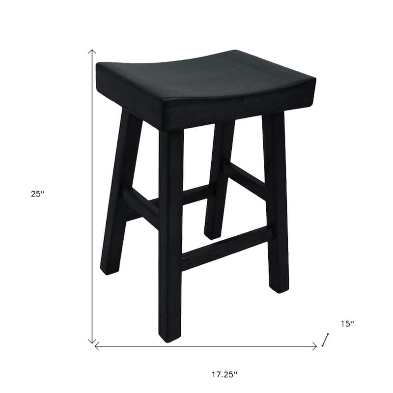 Modern Solid Wood Bar Stool with Footrest, Armless and Backless Design for Kitchen or Dining Room