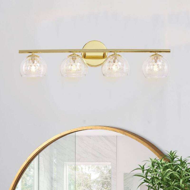 4 - Light Gold Vanity Light Glass Shade For Bathroom