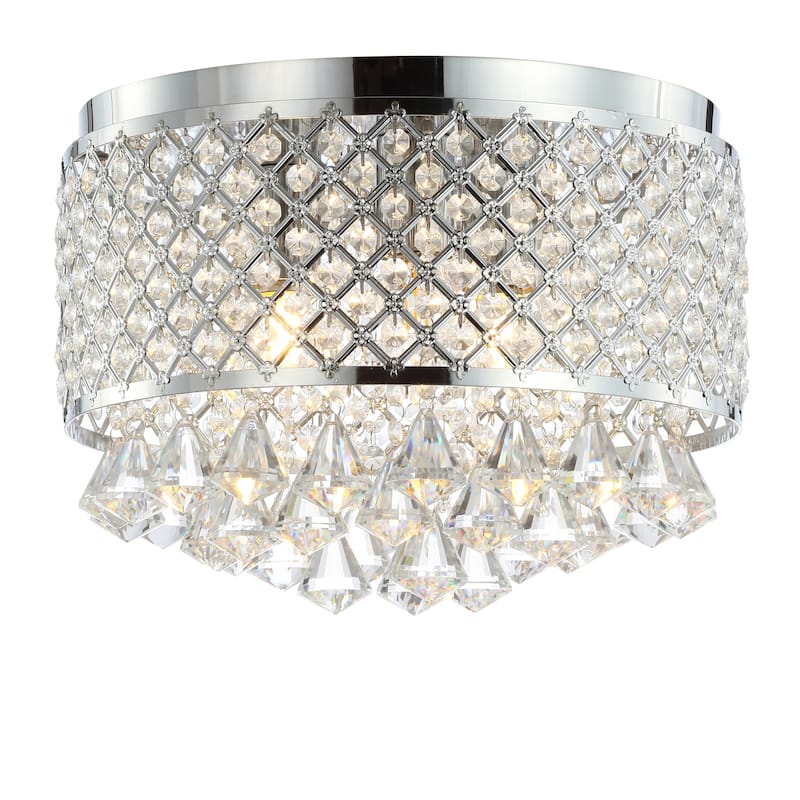 Ellen 3-Light Crystal Drops/Metal ,LED Flush Mount, by JONATHAN Y