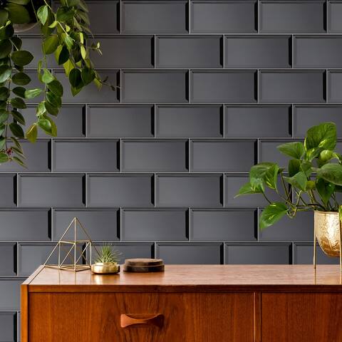 Merola Tile Santorini Biselado Nero 4" x 7.86" Ceramic Subway Wall Tile