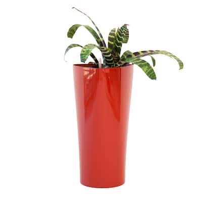 XBrand 22.4" H Plastic Self Watering Indoor Outdoor Triangle Planter Pot w/Glossy Finish, Tall Decorative Gardening Pot