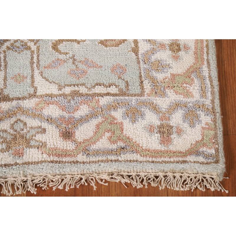 Oushak Indian Runner Rug Hand-Knotted Wool Carpet - 2'7"x 9'11"
