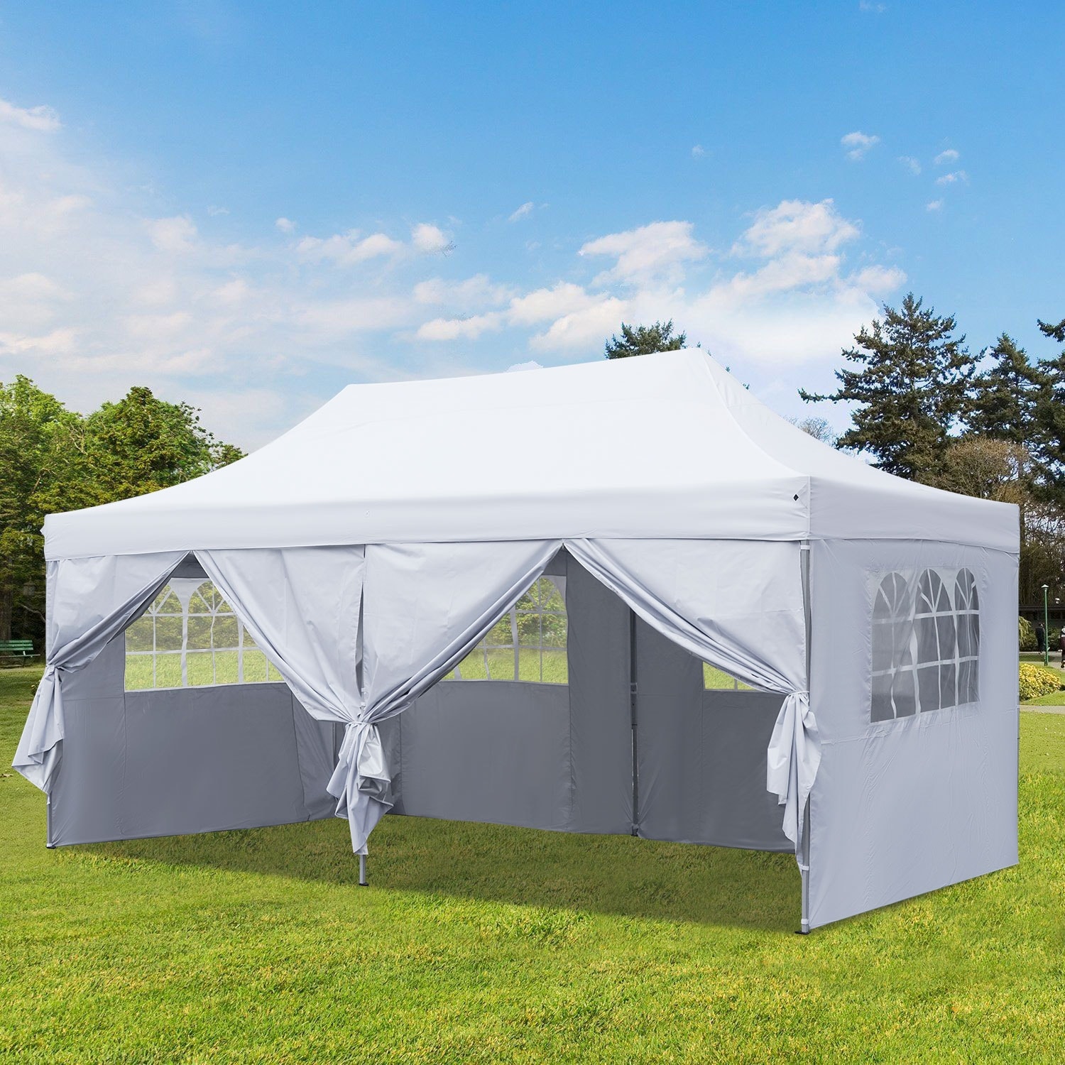 ★決算特価商品★ with Tents Canopy up Pop 10'x20' Zenova 6 Portable Sidewalls ブラインド