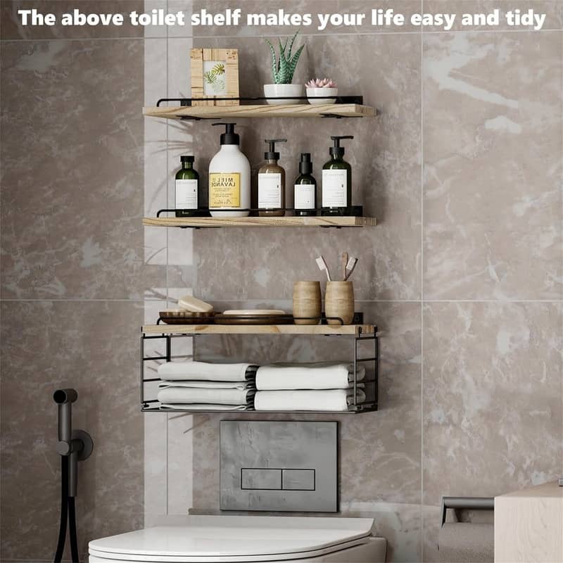 Floating Bathroom Shelves Over Toilet - 5.9"D x 16.2"W x 5.9"H