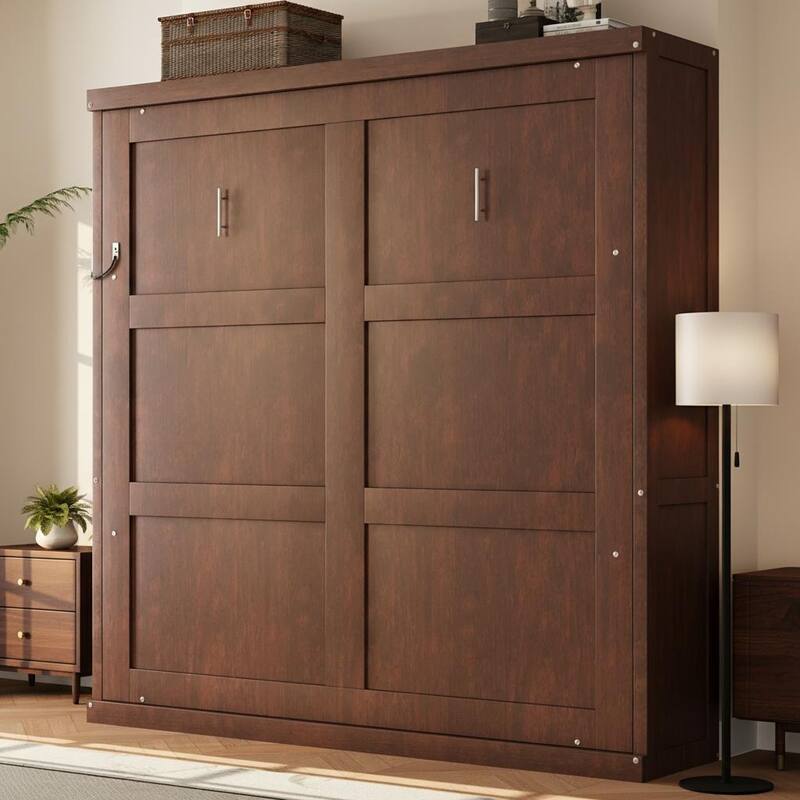Murphy Bed with Foldable Cabinet Design by Harper&Bright Designs - Espresso - Full