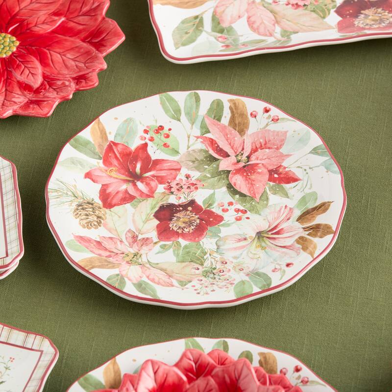 Certifed International Winter Blooms Set of 4 Dinner Plates 11" - 11 L x 11 W x 1.125 H
