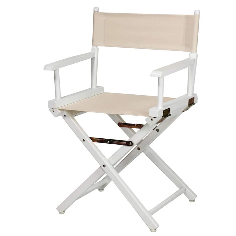 White Frame 18-inch Director's Chair - 33.75"h x 21.75"w x 17"d - 33.75"h x 21.75"w x 17"d - Wheat