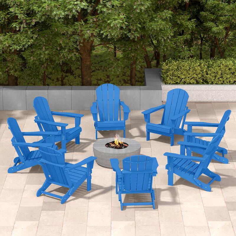 Laguna Hdpe All Weather Outdoor Patio Foldable Adirondack Chairs (Set Of 8)