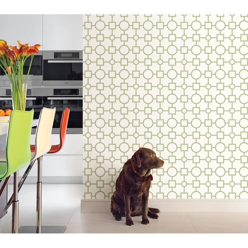 Brewster Geometric Green Geovine Wallpaper - 20.5in x 396in x 0.025in