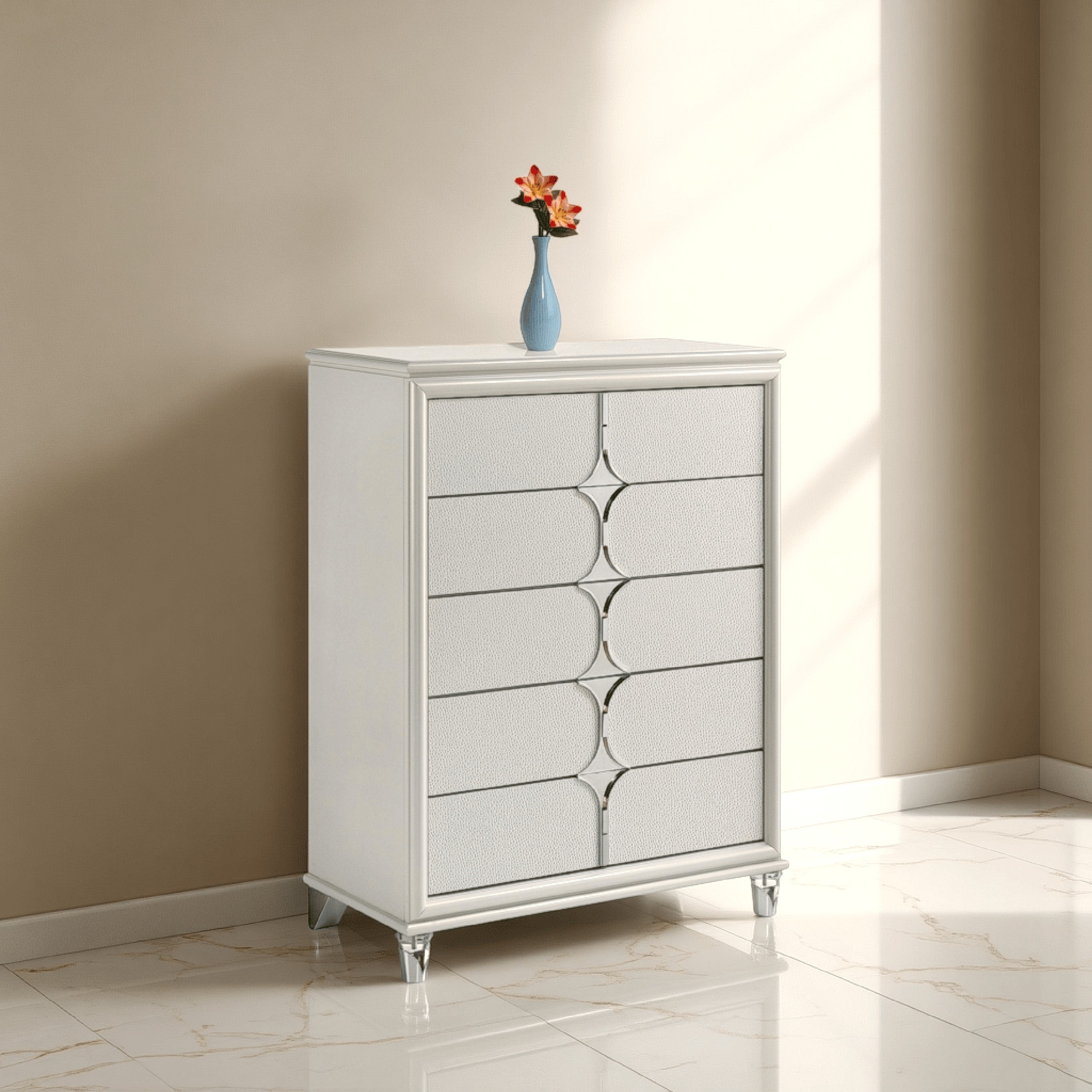 beige 5 drawer dresser 18 inch wide Shannen 5