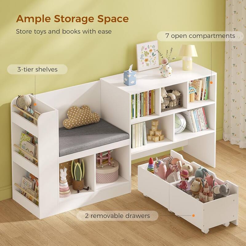 Toy Storage Organizer Kids Bookshelf 2 Drawers Book Display Kindergarten