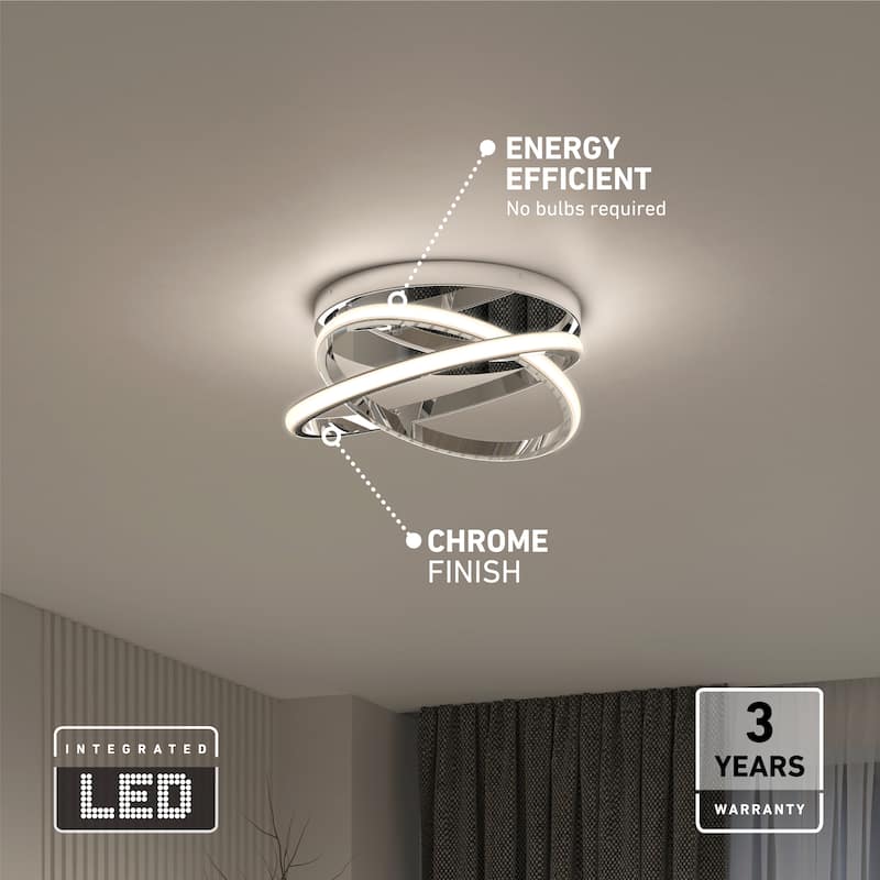 Artika Orbia Semi-Flush Mount LED Ceiling Light Fixture, Chrome