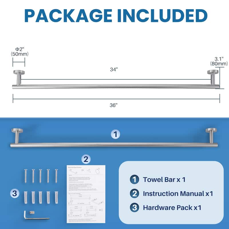WOWOW Mutiple Length Wall Mounted Stainless Steel Towel Bar