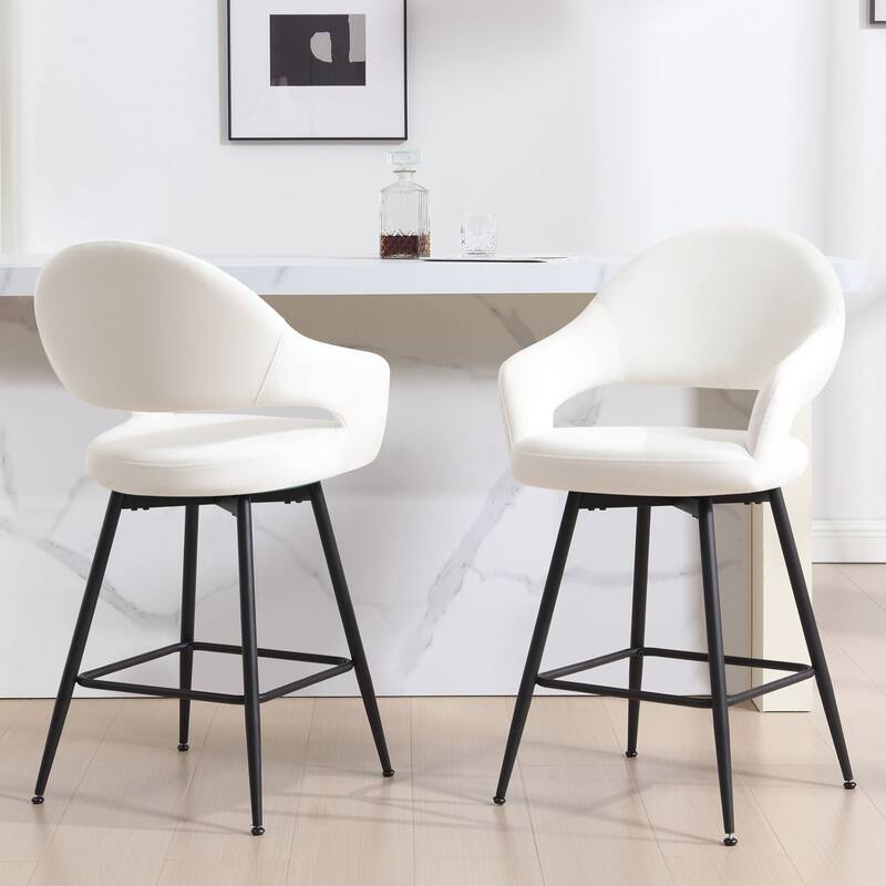 26" Velvet/ Faux Leather Counter Height Swivel Bar Stools Set of 2/4 - 39.2"H x 20.4"W X 22"D