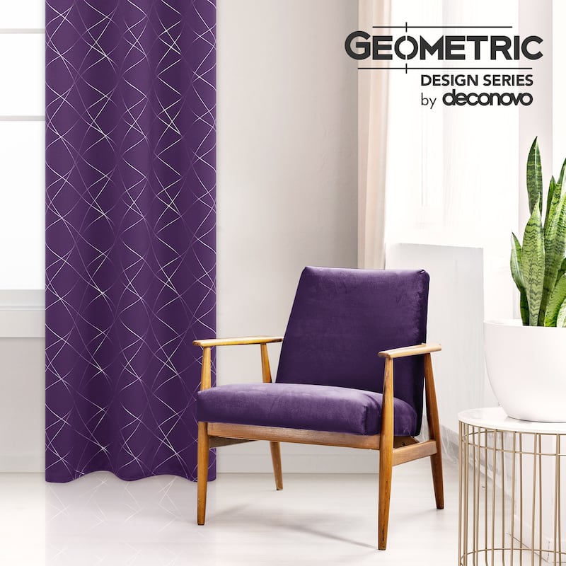 Deconovo Silver 42 Inch Geometric Curtain Panel Pair(2 Panel)