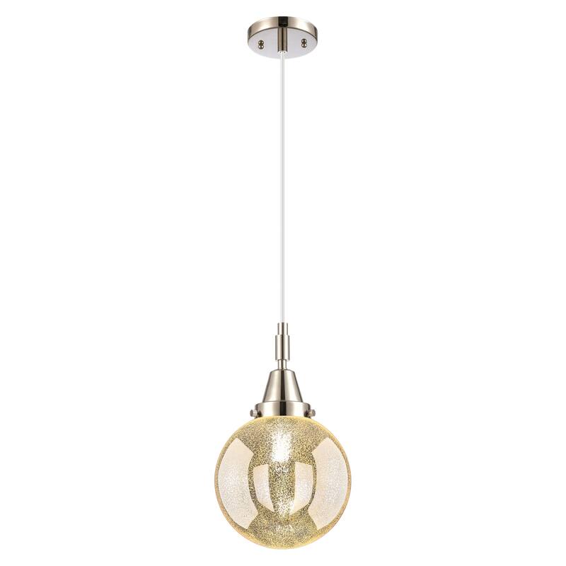 Innovations Lighting Downtown Urban - Caden Beacon - 1 Light 8" Cord Hung Mini Pendant - Polished Nickel/Mercury Shade