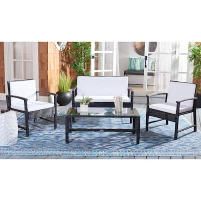 SAFAVIEH Outdoor Diya 4-Piece Patio Set - 43W x 31D x 26H