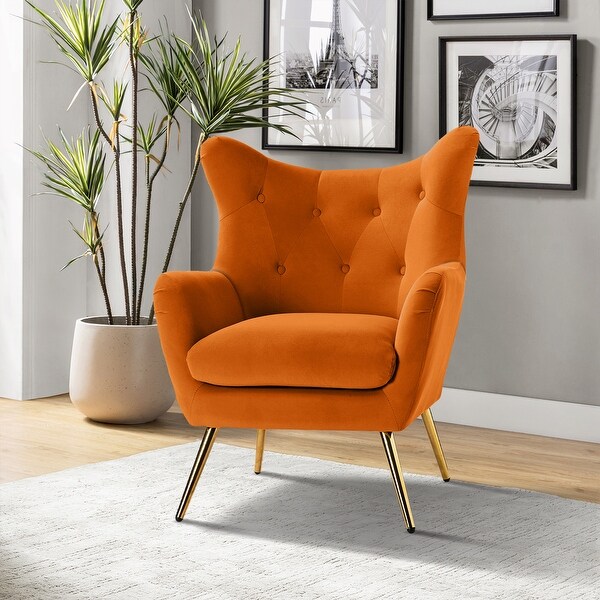 Eusebio Tufted Velvet Accent Chair with Wingback, Arms, and