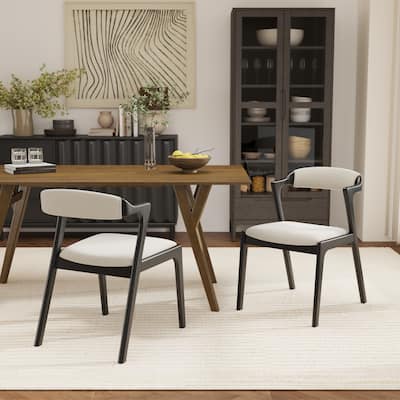 Roundhill Furniture Lavin Walnut Finish Upholstered Dining Chairs, Set of 2