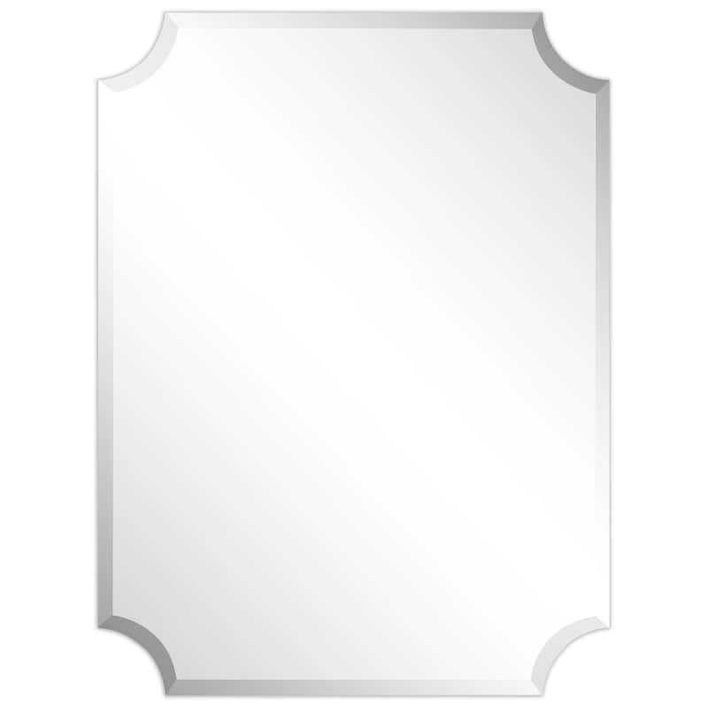 Frameless Rectangle Scalloped Beveled Wall Mirror, Bathroom, Vanity, Bedroom, Living room Mirror,1"-beveled Edge - Clear