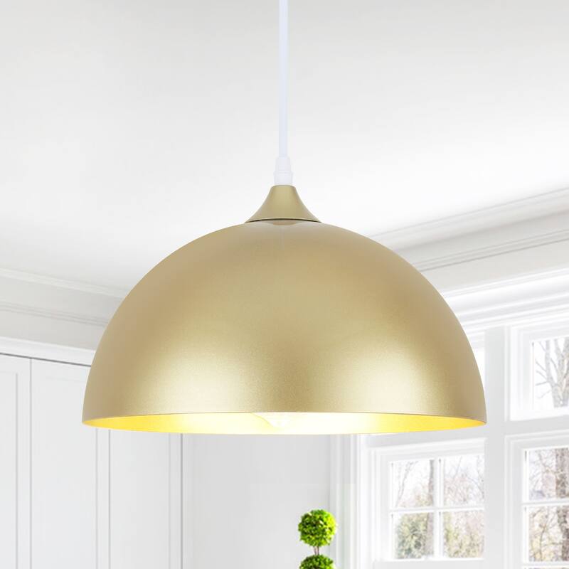 60-Watt 1-Light Pendant Light with Dome Shade and Dimmer Switch for Kitchen Island, Semi Flush Mount Chandelier for Dining Room