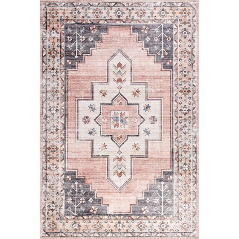 Nuloom Pavani SplashGuard Vintage Bordered Machine Washable Area Rug
