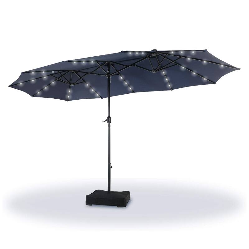 PHI VILLA 15-foot Rectangular Crank Outdoor Market Umbrella with Base Included