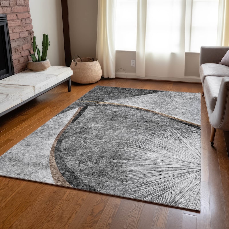 Machine Washable Indoor/ Outdoor Chantille Abstract Rug
