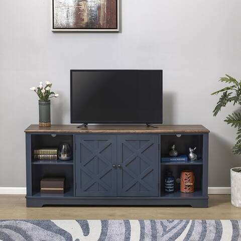 70-inch Extra-Wide Rustic TV Stand for 80" TVs - Natural Wood Finish