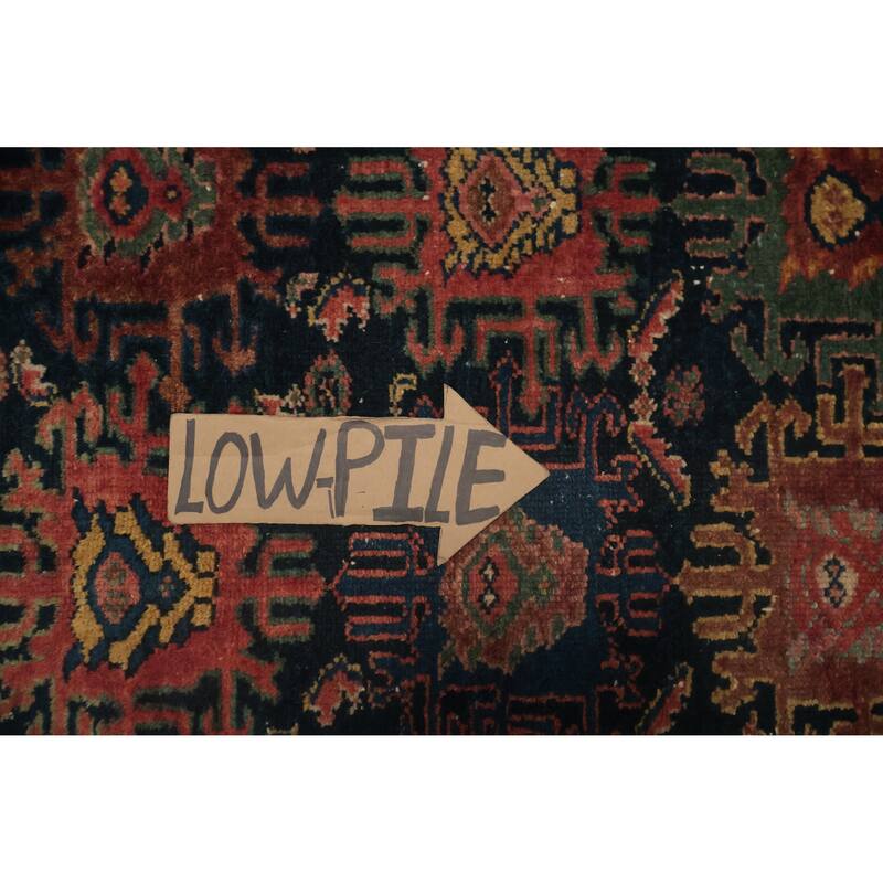 Hand Knotted Oriental 100% Wool Carpet Traditional Floral Navy Blue & Blues Malayer Runner Rug - 6' 6'' X 3' 5''