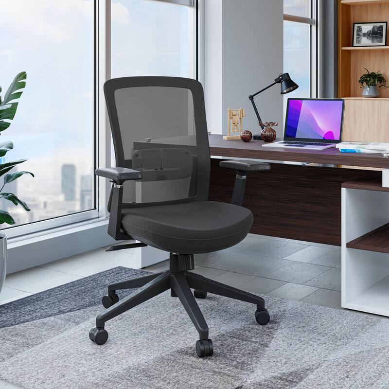 Ingram Contemporary Ergonomic Mesh Office Chair - Adjustable Height & Armrests, Mid-Back Swivel Desk Chair for Home Office