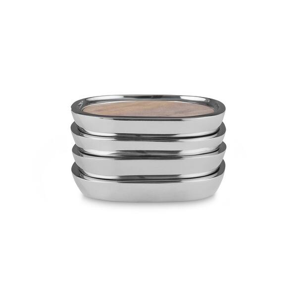 Nambe Sandstone Coasters, Set of 4 - 4.75" L x 4.75" W x 0.75" H
